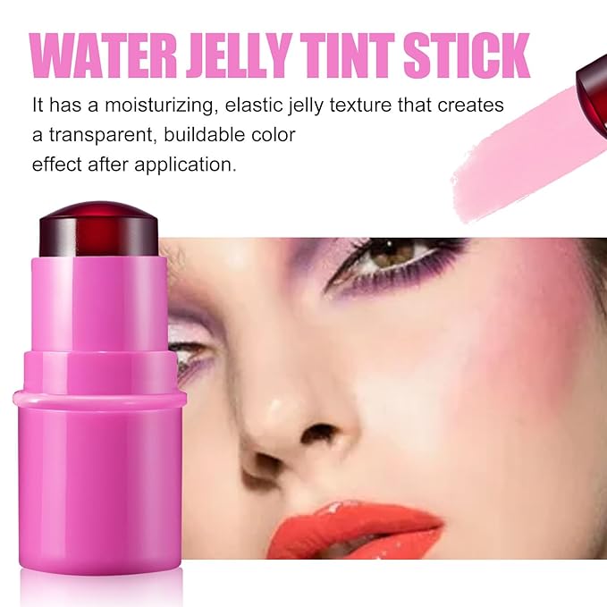 Milk Jelly Blush Cooling Water Jelly Tint, Milk Jelly Tint Jelly Blush Stick, Milk Lip And Cheek Stick, Sheer Lip & Cheek Stain, Jelly Tint Makeup (Purple, Free Size)