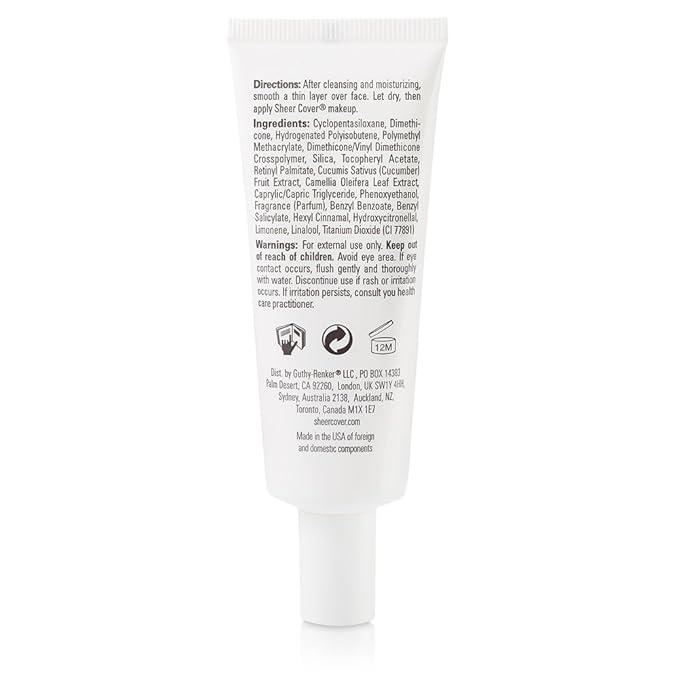 Sheer Cover – Base Perfector Primer – Helps Fill Fine Lines and Wrinkles for Makeup Application – 1.25 Ounce