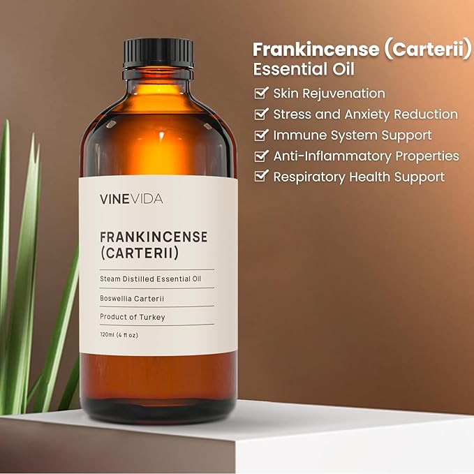 VINEVIDA Frankincense Essential Oil 4 oz - Undiluted Carterii Oil for Candlemaking - DIY Candle Scents