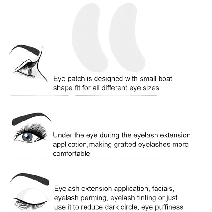 Eyelash Extension Eye Pad, 100 Pairs Under Eye Pads, Lint Free DIY False Lash Extension Beauty Makeup Hydrogel Gel Eye Patches with Transparent Cosmetic Bag
