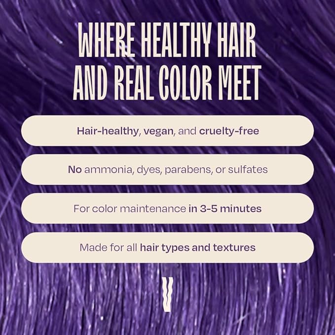 Overtone Daily Color Depositing Conditioner, Vibrant Purple, 8oz, Hydrating, Damage-Free Temporary Hair Color for All Hair Types with Shea Butter & Coconut Oil, Vegan & Cruelty-Free