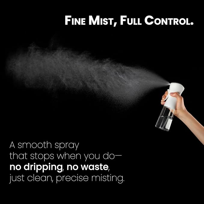 Mistifi Continuous Ultra Fine Mist Spray Bottle – Refillable Water Mister for Hair, Hairstyling, Barber, Salon, Plants, Cleaning, Skincare – (350ml 2Pcs, Transparent bottle)