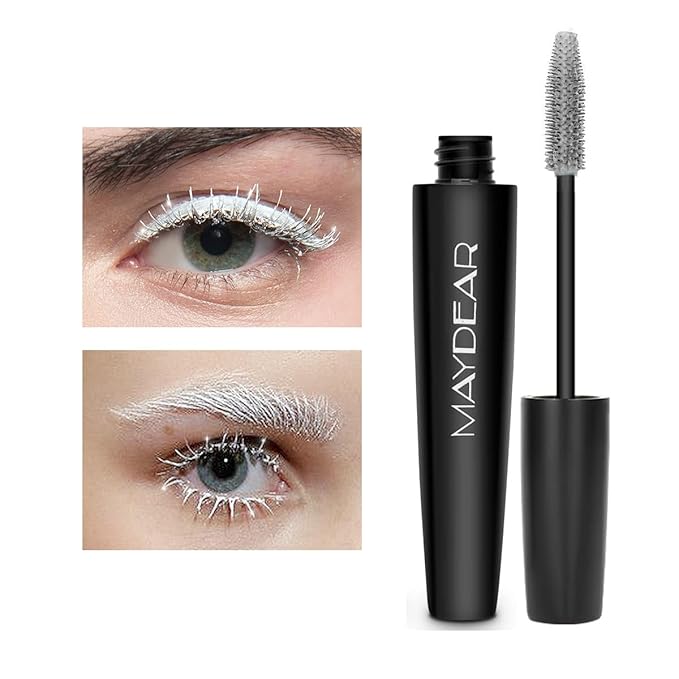 Maydear Silver Colored Mascara – Waterproof, Long Lasting, Smudge-Proof, Fast-Drying Lengthening Mascara for Party & Stage Make