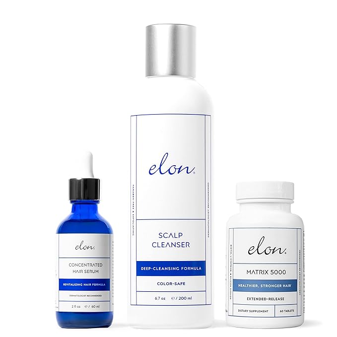 Elon Complete Hair Care Kit for Advance Hair Loss – Scalp Cleaner & Concentrated Serum Set + Matrix 5000 Hair Growth Supplement for - Suitable for All Hair Types, (60 Tablets)