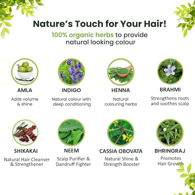 100% Organic Henna Hair Color – Natural, Chemical-Free Hair Dye for Rich, Vibrant Color & Gloss – Grey Coverage, Safe for All Hair Types, Vegan Non-Toxic, Herbal Hair Treatment (NATURAL BLACK)