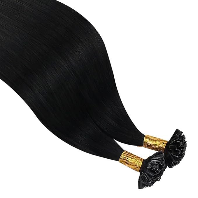 YoungSee U Tip Hair Extensions Black U Tip Hair Extensions Human Hair 22 Inch U Tips Human Hair Extensions Jet Black Keratin Hair Extension Real Human Hair Pre Bonded Extension for Wedding 50s/50g