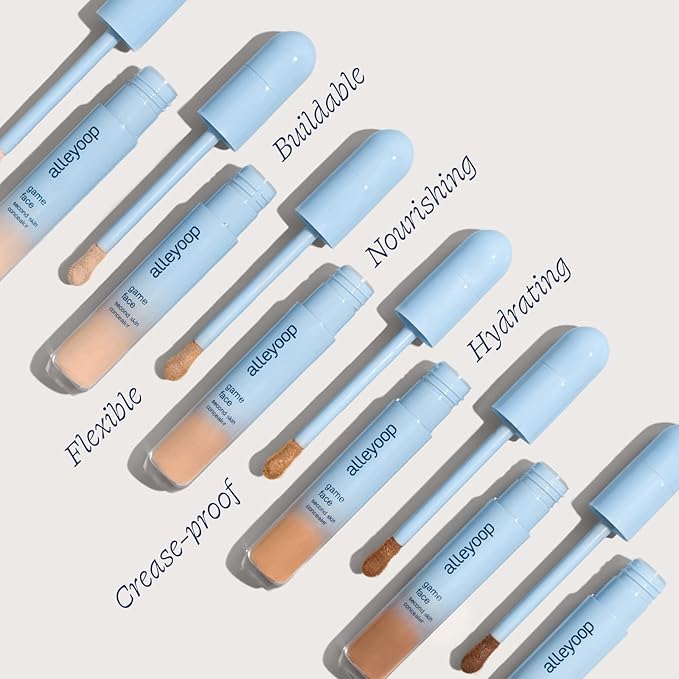 Alleyoop Game Face Concealer Makeup, Lightweight to Medium Buildable Coverage Under Eye Concealer, For Blemishes, Crease-proof and Hydrating with Aloe Stem Cell, Smooth Second Skin Finish - MVP