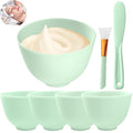 7Pcs Silicone Facial Mask Bowl DIY Face Mask Mixing Bowl for Home Salon Spa Face Skin Applicator Bowl, Green