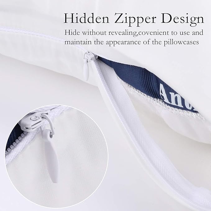 Silk Pillowcase for Hair and Skin 2 Pack 100% Mulberry Silk Bed Pillowcase Hypoallergenic Soft Breathable Both Sides Silk Pillow Case with Hidden Zipper, King Size Pillow Cases (White)