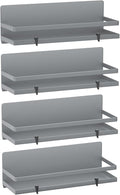 Magnetic Spice Rack for Refrigerator Moveable Magnetic Shelf Organizer Kitchen Seasoning Jars Storage Rack Fridge Magnet Organizer,Grey,4 Packs