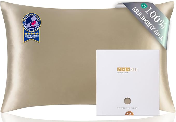 ZIMASILK 100% Pure Mulberry Silk Pillow Cases for Hair and Skin, Soft, Hypoallergenic & Smooth, Both Sides Grade 6A Silk, with Hidden Zipper, Gift for Women Men,1pc (King 20''x40'', Taupe)