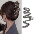1 Pack Hair Claw Clips for Thick Long Hair, Black Metal Wave with Design Big Jaw Clamps Hair Accessories for Women, Fashion Elegant Wavy Hairgrip No-crease Hair Clips Styling Tools Birthday Gifts