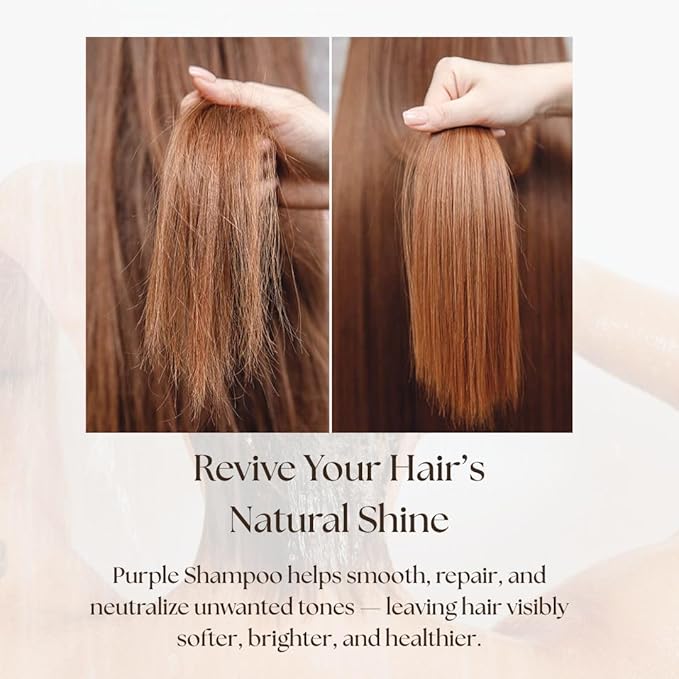 Purple Shampoo for Blonde, Silver & Highlighted Hair – Anti-Brass Toning Shampoo That Neutralizes Yellow Tones – Sulfate-Free, Vegan, Kosher, Color-Safe Formula with Collagen & Blueberry – 13.5 fl oz