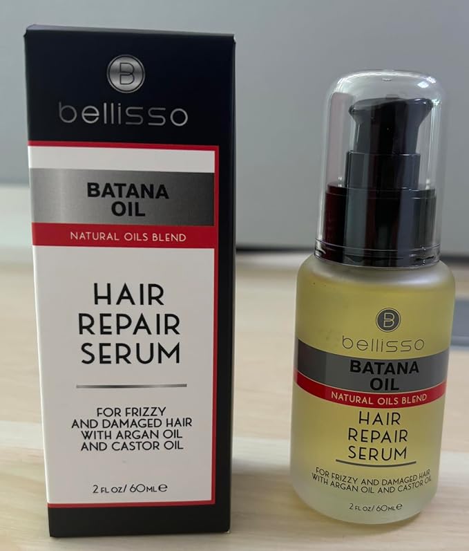 Batana Oil Hair Serum - Repair Thinning, Dry, Damaged, Fine and Split Ends - Thickening, Lightweight Formula - Anti Frizz and Heat Protection Control Products for Men and Women - Curly and Frizzy Mix
