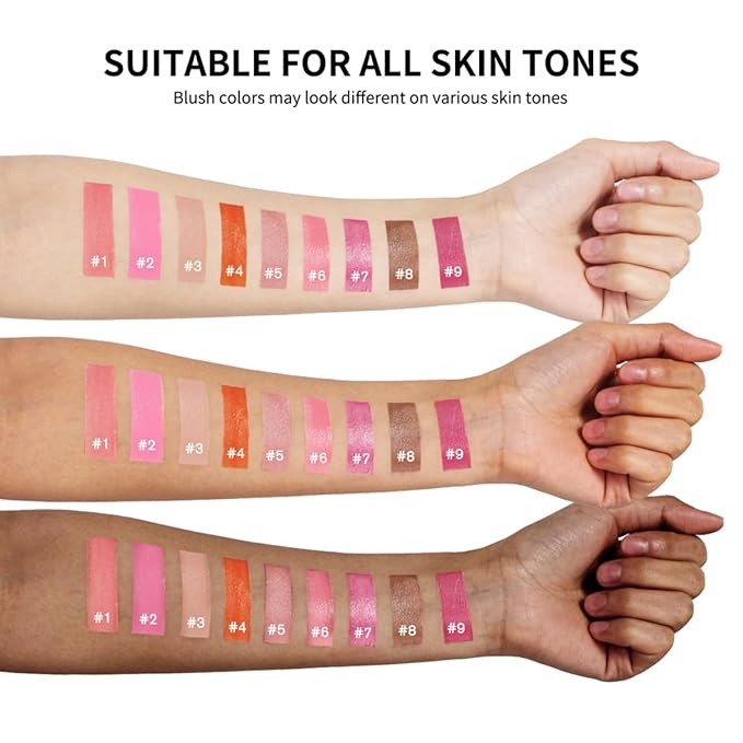 Liquid Blush for Cheeks Makeup Face Blush, Weightless Cream Formula, Smudge Proof Long-Wearing Pigmented Blush, Natural Look Makeup Face Blushes, Shimmer Finish, Dainty - 03# In hot pink