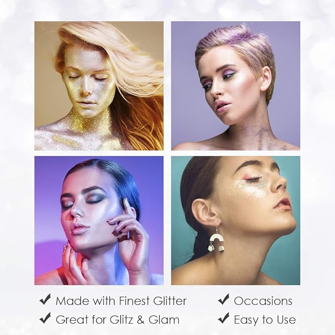 Jerome Russell Temporary Hair and Body Glitter Color Spray, Travel Spray, Lightweight, Adds Sparkly Shimmery Glow, Perfect to use On Hair, Skin, or Clothing, 2.2 oz - Multi-Color x 3 Pack