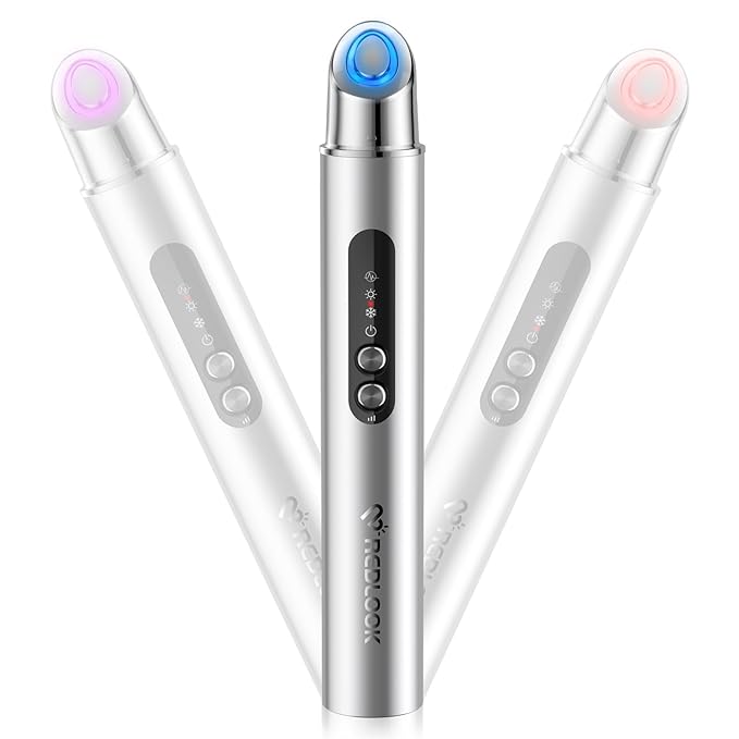 REDLOOK Depuffing Wand - Multi-Mode Cold & Heat Eye with Massager,At Home Face Roller Tool, Beauty Wand for Puffiness Reduction, Dark Circles, and Let The Skin Be Full of Radiance - Silver