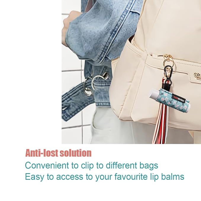 HEYSKAY Lip Balm Holder Sleeves Keychain Chapstick Elastic Sleeves (Boho Pattern) 1 3.0 Count