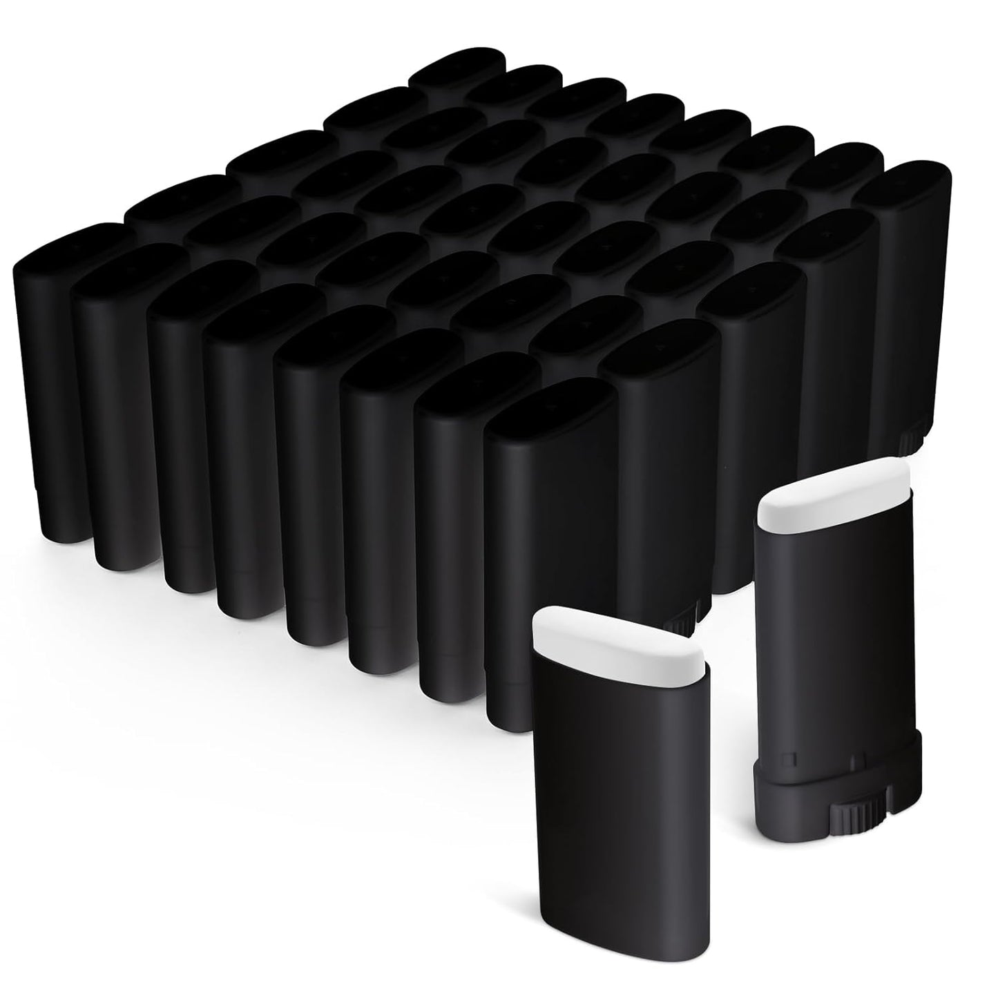 Wesiti 100 Pcs Plastic Empty Deodorant Containers 1/2 oz Travel Deodorant 15ml Refillable Containers Tubes Oval Lip Balm Tubes for Lip Balm DIY(Black)