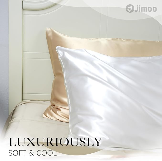 100% Mulberry Silk Pillowcase for Hair and Skin, 22 Momme Pure Natural Silk Pillow Case Both Sided with Zipper, Pillow Cover for Women Mom Men (Beige, Standard 20''×26'', 1 Pack)