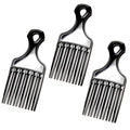 (3 Pack) 7" Black Afro Pick Lift Hair Comb Detangle Wig Braid Hair Man Styling Comb (Black)