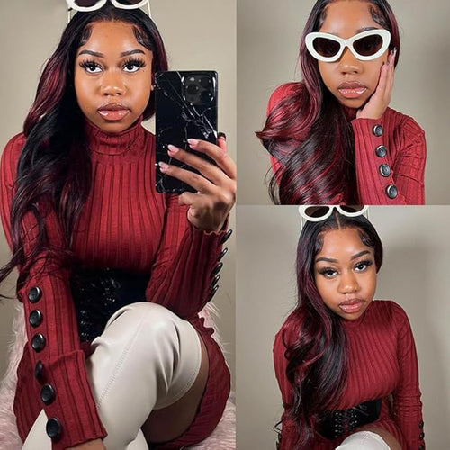30 30 30 Inch Highlight Human Hair Bundles 99j Body Wave Bundles Brazilian Virgin Remy Hair Extensions Niegmeag 2 Tone Black and Red Body Wave Bundle