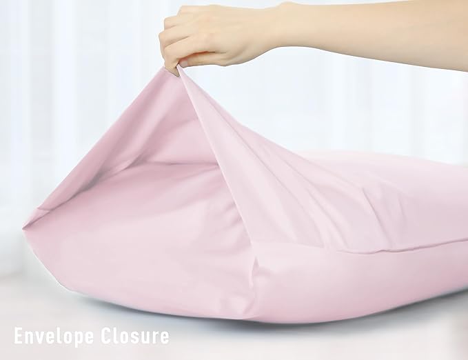 Sunflower Body Pillowcase 100% Cotton Long Pillow Cover/Case Envelope Closure 1 Pack, 21×54 inches Light Pink, Soft and Breathable