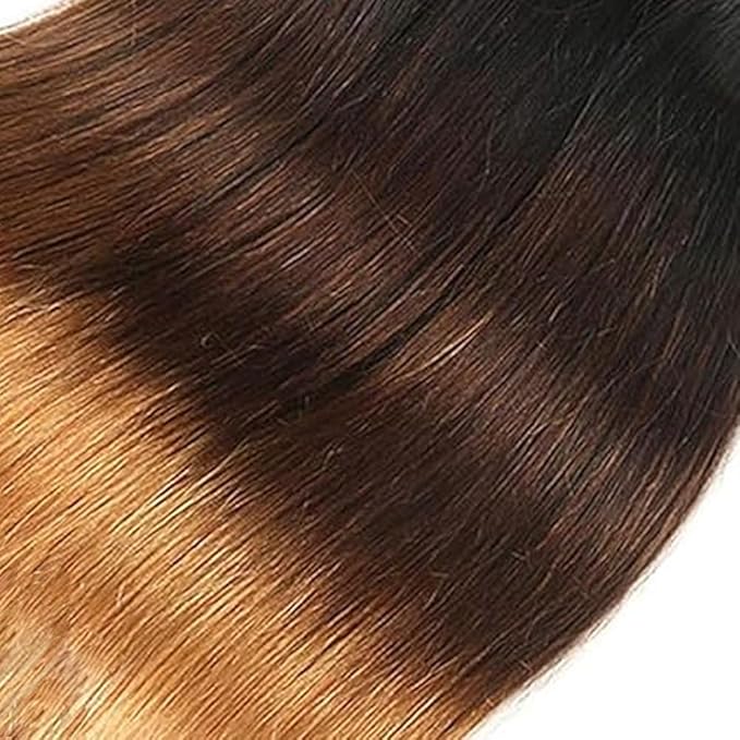 T1B4/27 Human Hair Bundles Ombre Blonde Straight Bundles 18 20 22 Inch 3 Tone Brown And Honey Blonde Straight Bundle Double Weft Hair Weave