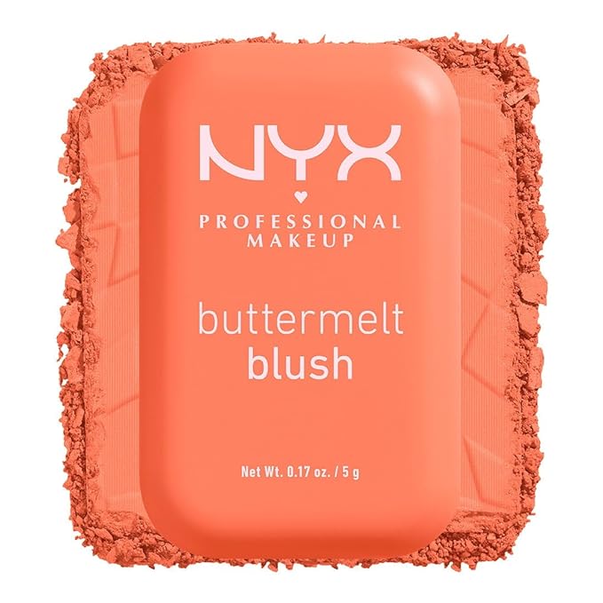 NYX PROFESSIONAL MAKEUP Buttermelt Powder Blush, Fade and Transfer-Resistant Blush, Up to 12HR Make Up Wear, Vegan Formula - Sooner The Butta