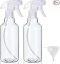 Plastic Spray Bottles (2-Pack, 16.9 Oz) Heavy Duty Spraying, Mist & Stream, Empty Water Sprayer Bottle for Cleaning Solutions, Essential Oils, Hair, Plants, BBQ, Dog Cat Behavior Correction (Clear)
