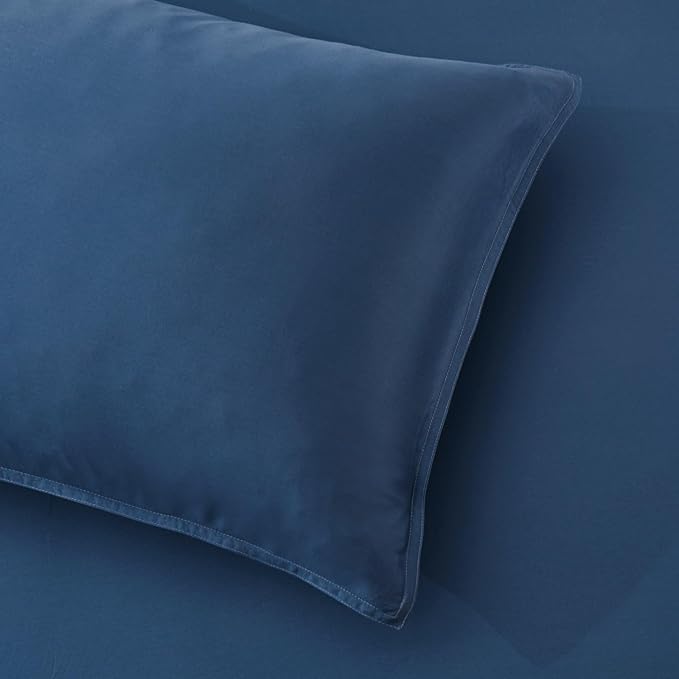 Luxury Bamboo Market | King Envelope Pillowcase Set | 100% Viscose Made from Bamboo | Organically Grown | Ultra Soft | Cooling | 2pcs [Midnight Blue]