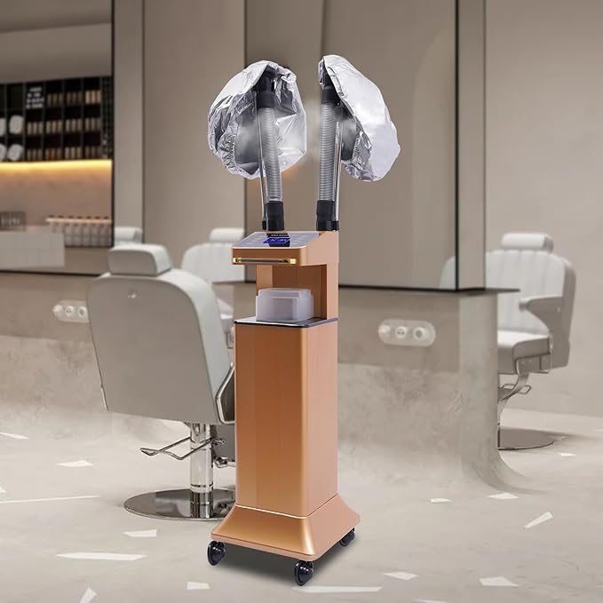 Nano Hair Steamer, Professional Micro Mist Hair Color Processor with 2 Vaporizing Caps, 650W Vertical Hair Care Machine with Rolling Wheels, Salon Spa Equipment for Deep Hair Care Repair, Hair Styling