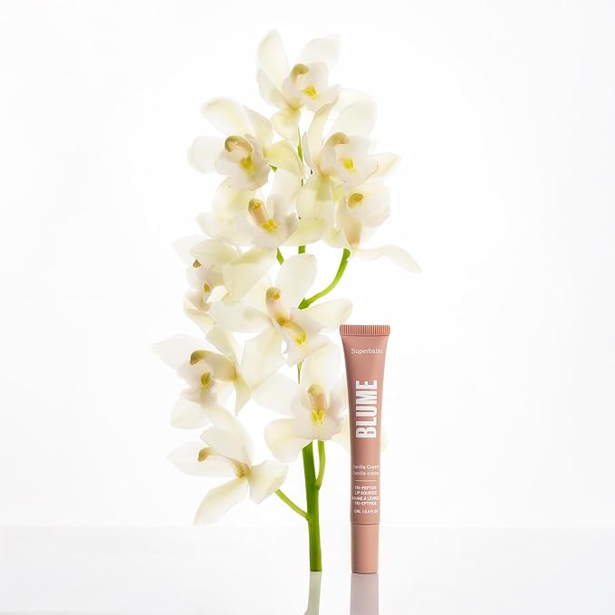 Blume Tri-Peptide Vanilla Lip Balm - Superbalm Lip Moisturizer with Shea Butter and Squalane to Deeply Hydrate & Heal Dry, Cracked Lips - Cruelty Free & Vegan Lip Plumper (0.4 Fl Oz)