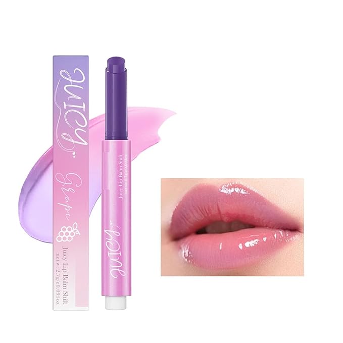 MAEPEOR Tinted Lip Balm 6 Colors Moisturizing Lip Balm Hydrating Changing Lip Gloss for Lip Care and Dry Lip (06 Grape)