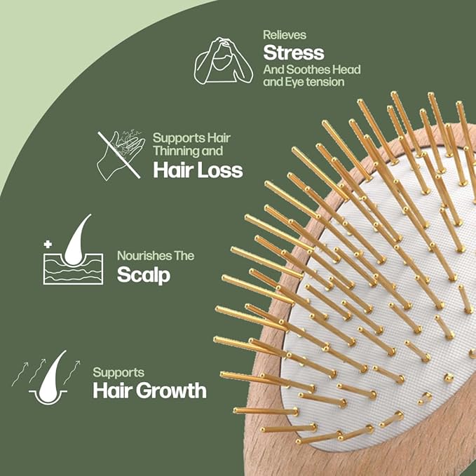 Uffy Acubrusher – 24K Gold-Plated Gua Sha Hair Brush | Ergonomic Scalp Massager for Dandruff & Hair Growth | For All Hair Types | Ideal Gift Choice in Violet Purple