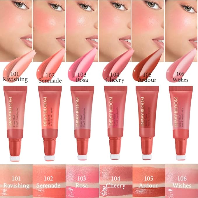 Blush Beauty Wand,Matte Face Blush Contour Wand with Cushion Applicator,Smooth Creamy Liquid Blush Wand,Blendable Blush Rouge Stick for Cheek,Cruelty-free,105 Ardour,Brownish Red