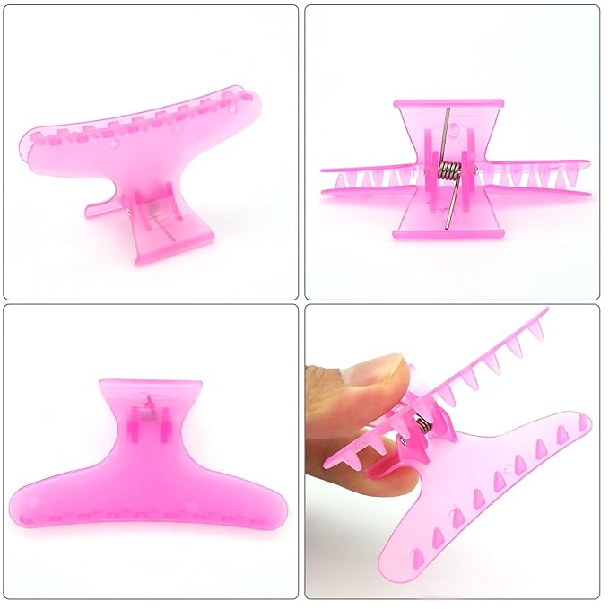 Ondder Rose Red Butterfly Hair Claws Clamps for Sectioning, Coloring, and Styling - Pro Salon Hair Accessories for Women, Girls, Men