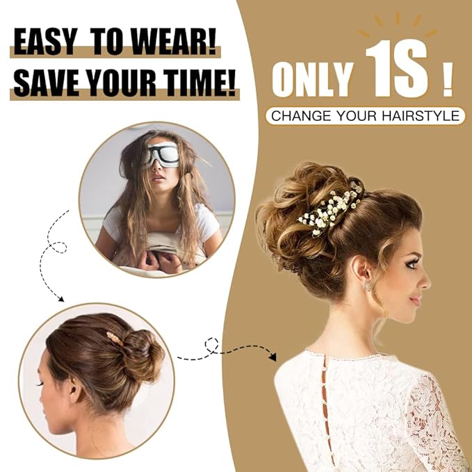 HMD Tousled Updo Messy Bun Hairpiece Hair Extension Ponytail with Elastic Rubber Band Updo Ponytail Hairpiece Synthetic Hair Extensions Scrunchies Ponytail Hairpieces for Women