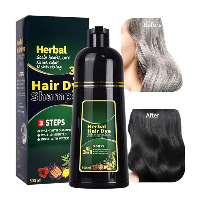 Wine Red Hair Dye Shampoo 3 in 1 Herbal Natural Dye Cover Gray, for Women/Men Hair Color for Grey Coverage (Wine Red)