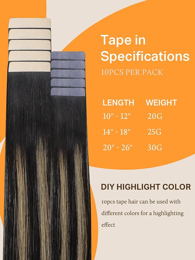 DOORES Tape in Hair Extensions Human Hair Balayage Natural Black to Light Blonde 24 Inch 10pcs 30g Human Hair Extensions Tape in Remy Natural Hair Extensions Straight