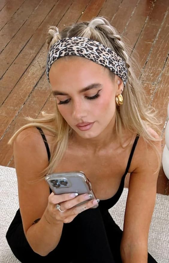 TERSE Leopard Headbands for Women Y2K Accessories: Trendy Women Head Bands with Cute Bow Star Cheetah Print, Stretchy Hair Bands 6PCS