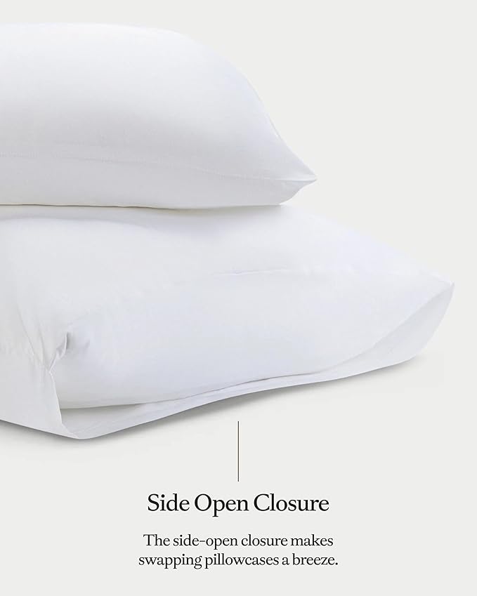 Cozy Earth Standard Pillowcases Set of 2 - Made of 100% Viscose from Bamboo, Ultra-Soft & Luxury, Woven from Naturally Breathable & Lightweight Fabric - White