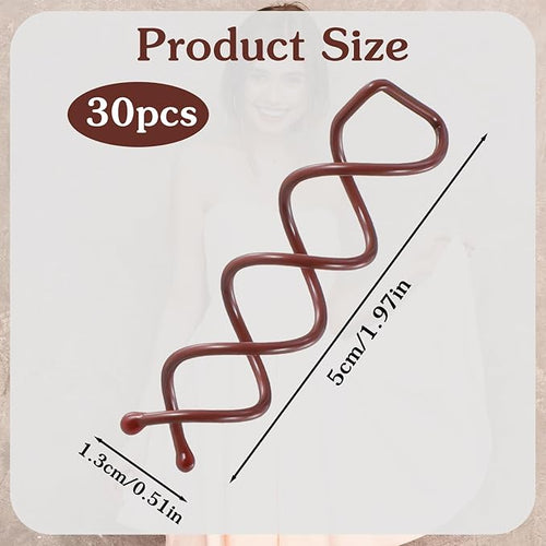 30 Pcs Spiral Hair Pins, Spin Pins for Hair, Alloy Spiral Bobby Pins, Bun Twist Spiral Hair Pins with Non-scratch Rounded Tips for Women Bun Hair Style (Brown)