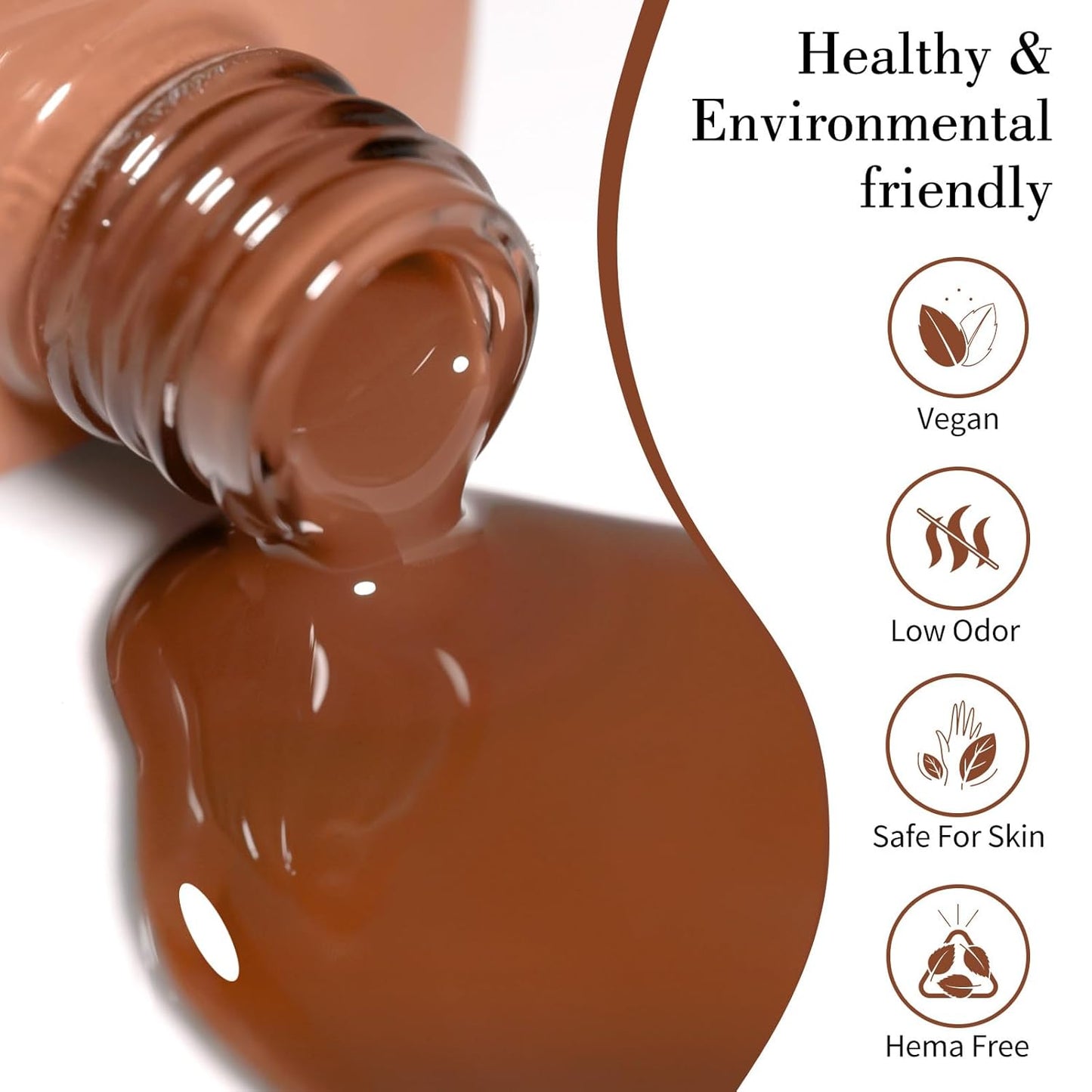 CANNI Brown Gel Nail Polish, 1Pcs Caramel Coffee Brown Color High Gloss Soak Off UV Nail Polish Gel Manicure Salon DIY