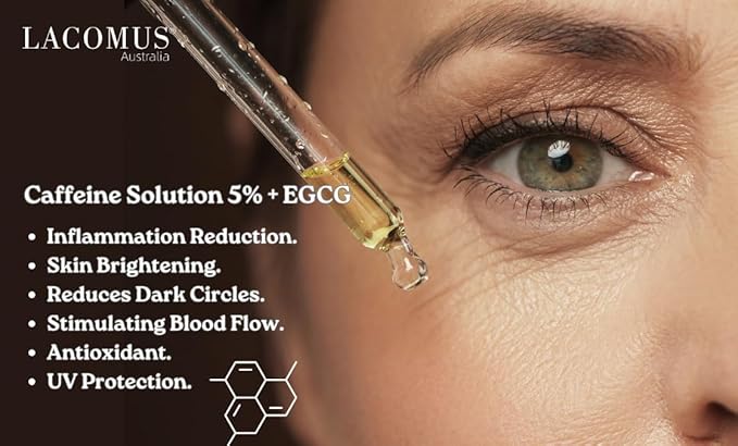 Advance Caffeine 5% + EGCG Serum for Brighter Eyes - Powerful Eye Contour Serum for Reduces Puffiness, Dark Circles, and Pigmentation - Hydrating and Smoothing Formula - LACOMUS Australia