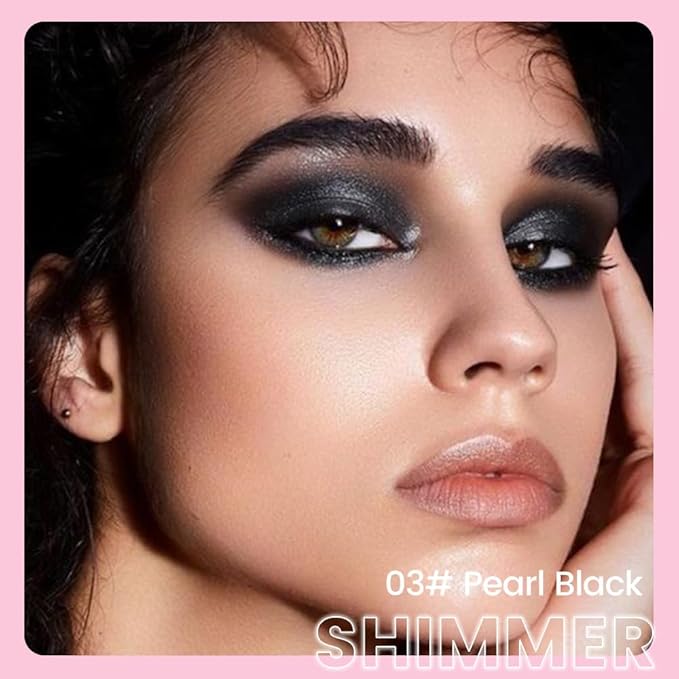 Kaely 2in1 Cream Eye Shadow Brightener Sticks for Eyes, Pencil Eyeshadow Applicator Stick Waterproof Pigmented, Eye Shadow Palette Highlighter Makeup, sombras para ojos, 03 Pearl Black Shimmer