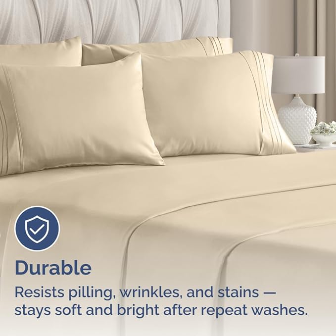 King Pillow Cases Set of 10 - Ultra Soft Hotel Quality Pillowcase Covers - Comfy & Wrinkle Free - Shrink, Stain and Fade Resistant - Easy-Care, Machine Washable Pillow Protectors - 10 Pcs Set - Cream
