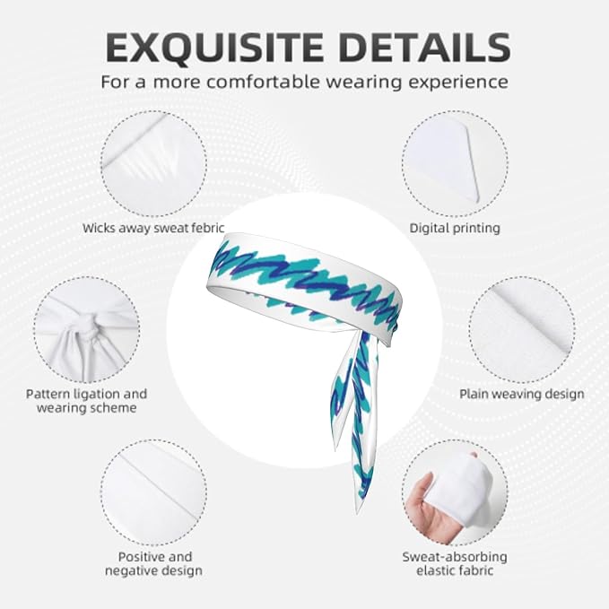 Sports Tie Headband Bandana Running Athletic Sweat Band Elastic Adjustable Sport Head Tie for Men Women Head Ties Ninja Tie Headbands Tennis Sweatbands Soccer Basketball Teams Running Head Band