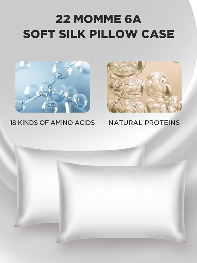 Mulberry Silk Pillowcase for Hair and Skin, SGMSILK 22 Momme Natural Silk Pillow Cases with Zipper, 6A Soft and Smooth Single Sided Pure Silk Pillow Cover (Light Gray, King 20"x36")