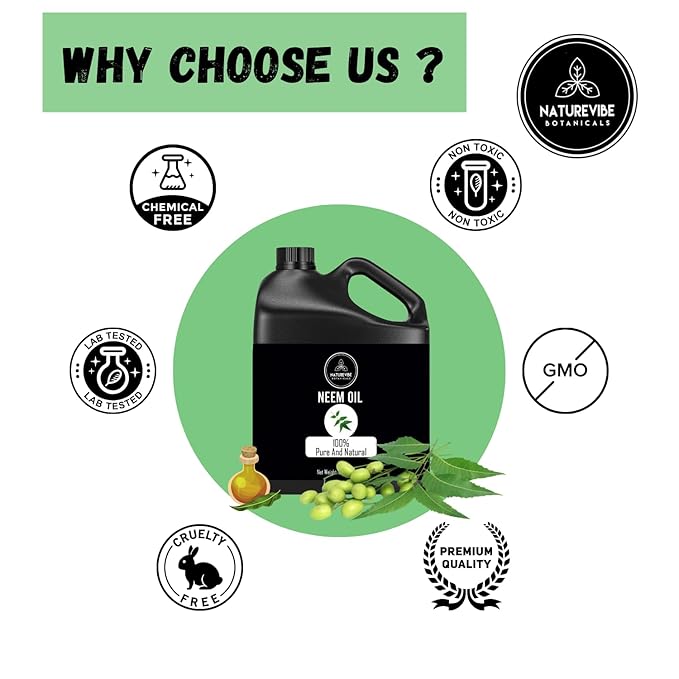 Naturevibe Botanicals Neem Oil 32 Ounces | 100% Pure and Natural | Great for Skin Care and Hair Care